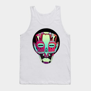 Blue Red Blend African Mask No 3 Tank Top